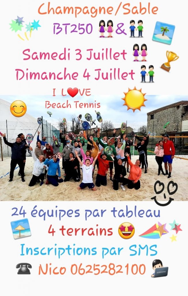 Tournoi de Beach tennis CHAMPAGNE SUR SEINE 3/4 juillet 2021