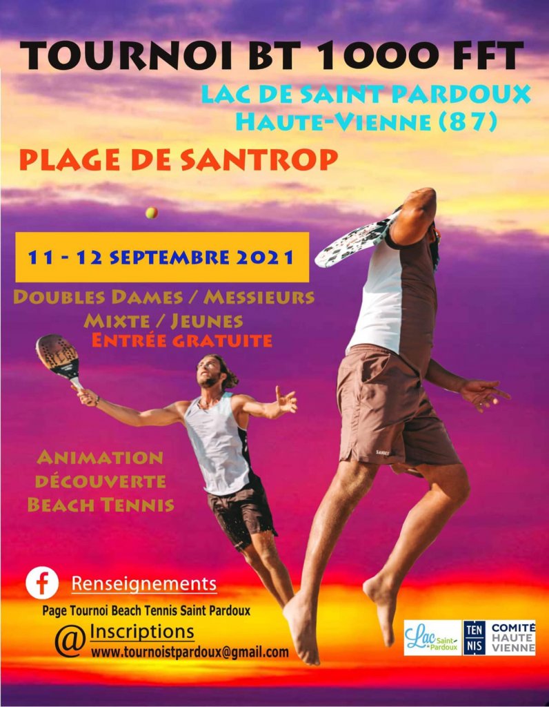 Tournoi de Beach tennis de SAINT PARDOUX 11/12 septembre 2021