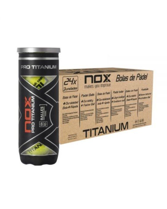Carton de 24 tubes de 3 balles de Padel NOX PRO TITANIUM