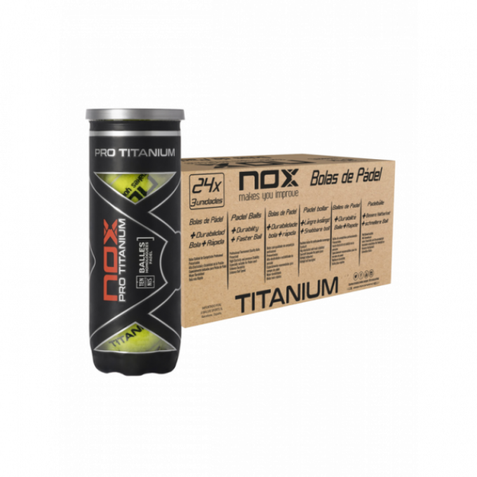 Carton de 24 tubes de 3 balles de Padel NOX TITANIUM