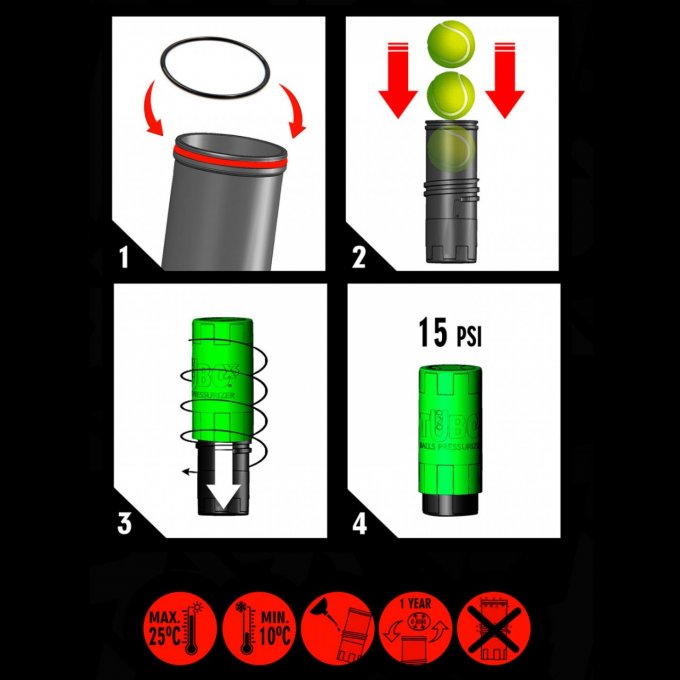 Pressurisateur de balles TUBOPLUS rouge